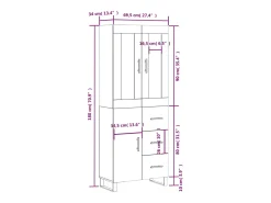Aparador alto madera contrachapada blanco 69,5x34x180 cm