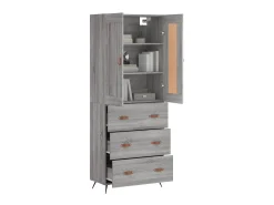 Aparador alto madera contrachapada gris sonoma 69,5x34x180 cm ES85513
