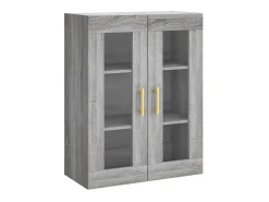Aparador alto madera contrachapada gris sonoma 69,5x34x180 cm ES54570