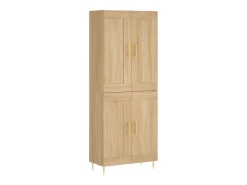 Aparador alto madera contrachapada color roble 69,5x34x180 cm