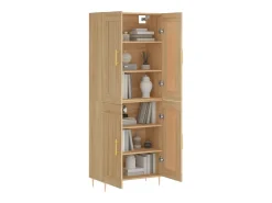 Aparador alto madera contrachapada color roble 69,5x34x180 cm