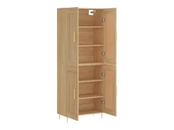 Aparador alto madera contrachapada color roble 69,5x34x180 cm