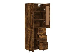 Aparador alto madera contrachapada roble ahumado 69,5x34x180 cm
