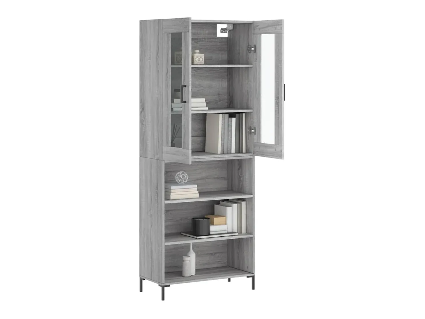 Aparador alto madera contrachapada gris sonoma 69,5x34x180 cm