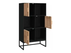 Aparador alto madera contrachapada negro 70x35x125 cm