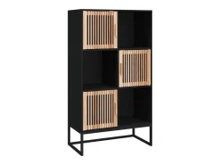 Aparador alto madera contrachapada negro 70x35x125 cm
