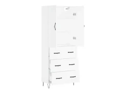 Aparador alto madera contrachapada blanco 69,5x34x180 cm ES47498