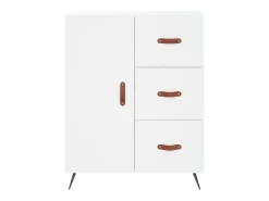 Aparador alto madera contrachapada blanco 69,5x34x180 cm