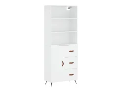 Aparador alto madera contrachapada blanco 69,5x34x180 cm