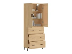 Aparador alto madera contrachapada color roble 69,5x34x180 cm ES700216