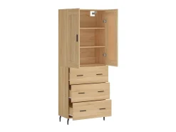 Aparador alto madera contrachapada color roble 69,5x34x180 cm ES700216