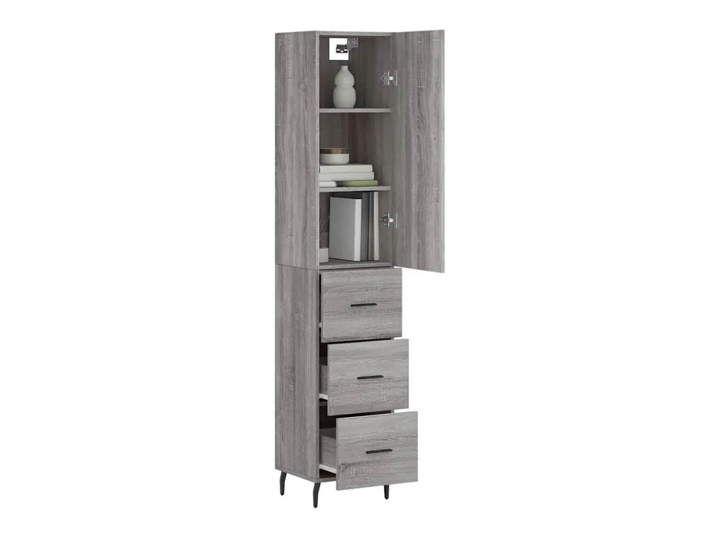 Aparador alto madera contrachapada gris Sonoma 34,5x34x180 cm ES66666