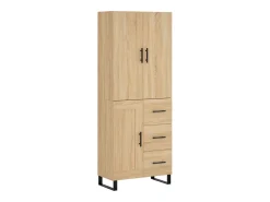 Aparador alto madera contrachapada color roble 69,5x34x180 cm
