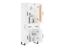Aparador alto madera contrachapada blanco 69,5x34x180 cm