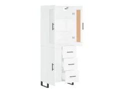 Aparador alto madera contrachapada blanco 69,5x34x180 cm