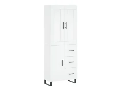 Aparador alto madera contrachapada blanco 69,5x34x180 cm
