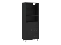 Aparador alto madera contrachapada negro 69,5x34x180 cm ES393784