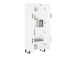 Aparador alto madera contrachapada blanco 69,5x34x180 cm ES66085
