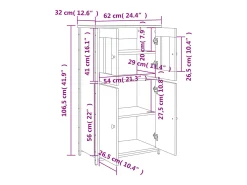 Aparador alto madera contrachapada roble Sonoma 62x32x106,5 cm
