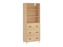 Aparador alto madera contrachapada color roble 69,5x34x180 cm ES66146