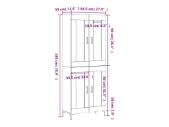 Aparador alto madera contrachapada color roble 69,5x34x180 cm
