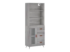 Aparador alto madera contrachapada gris sonoma 69,5x34x180 cm