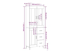 Aparador alto madera contrachapada roble ahumado 69,5x34x180 cm