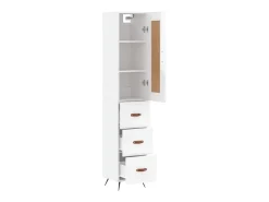 Aparador alto madera contrachapada blanco brillo 34,5x34x180 cm ES69913