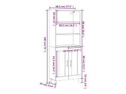 Aparador alto madera contrachapada gris sonoma 69,5x34x180 cm