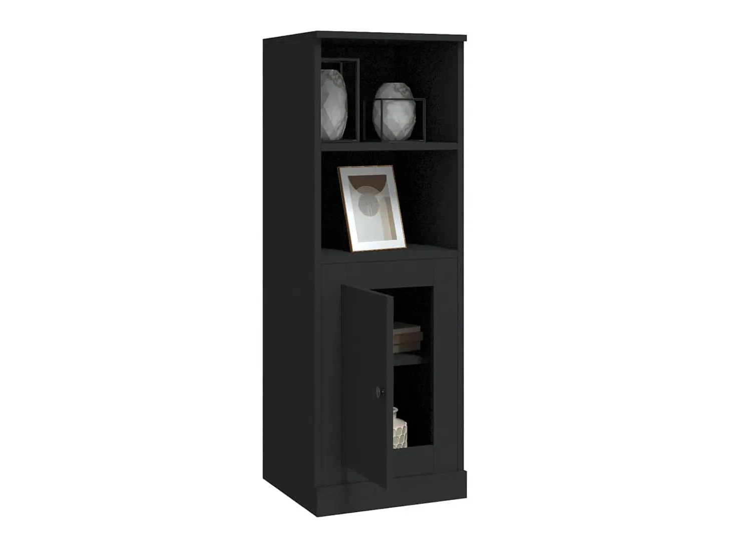 Aparador alto madera contrachapada negro 36x35,5x103,5 cm