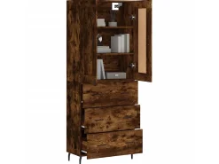 Aparador alto madera contrachapada roble ahumado 69,5x34x180 cm ES97864