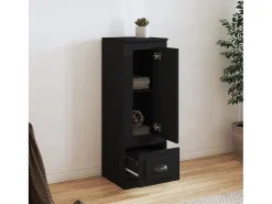 Aparador alto madera contrachapada negro 36x35,5x103,5 cm