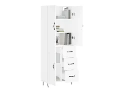 Aparador alto madera contrachapada blanco 69,5x34x180 cm ES29385