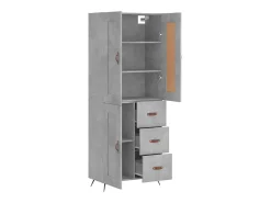 Aparador alto madera contrachapada gris hormigón 69,5x34x180 cm ES35669