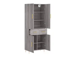 Aparador alto madera contrachapada gris sonoma 69,5x34x180 cm ES53282