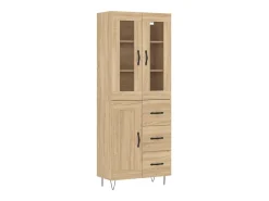 Aparador alto madera contrachapada color roble 69,5x34x180 cm