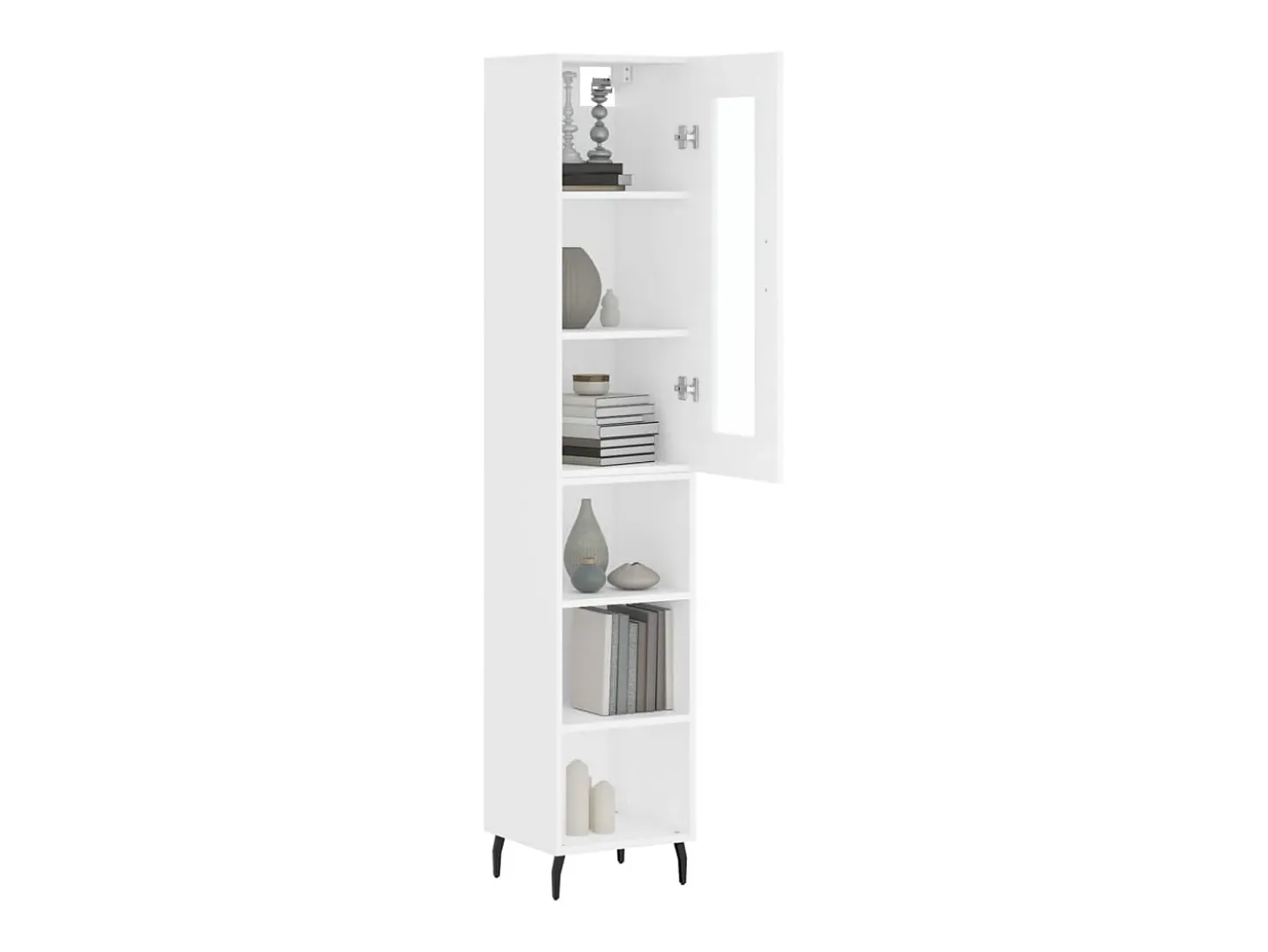 Aparador alto madera contrachapada blanco 34,5x34x180 cm ES65009