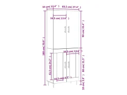 Aparador alto madera contrachapada color roble 69,5x34x180 cm