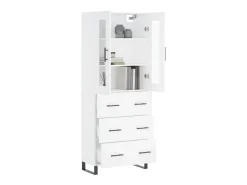 Aparador alto madera contrachapada blanco 69,5x34x180 cm ES54971