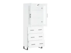 Aparador alto madera contrachapada blanco 69,5x34x180 cm ES54971