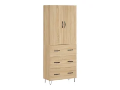 Aparador alto madera contrachapada color roble 69,5x34x180 cm ES82692