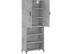 Aparador alto madera contrachapada gris hormigón 69,5x34x180 cm ES83301