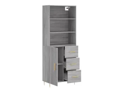 Aparador alto madera contrachapada gris sonoma 69,5x34x180 cm ES88037