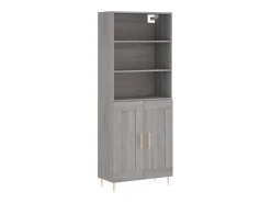 Aparador alto madera contrachapada gris sonoma 69,5x34x180 cm