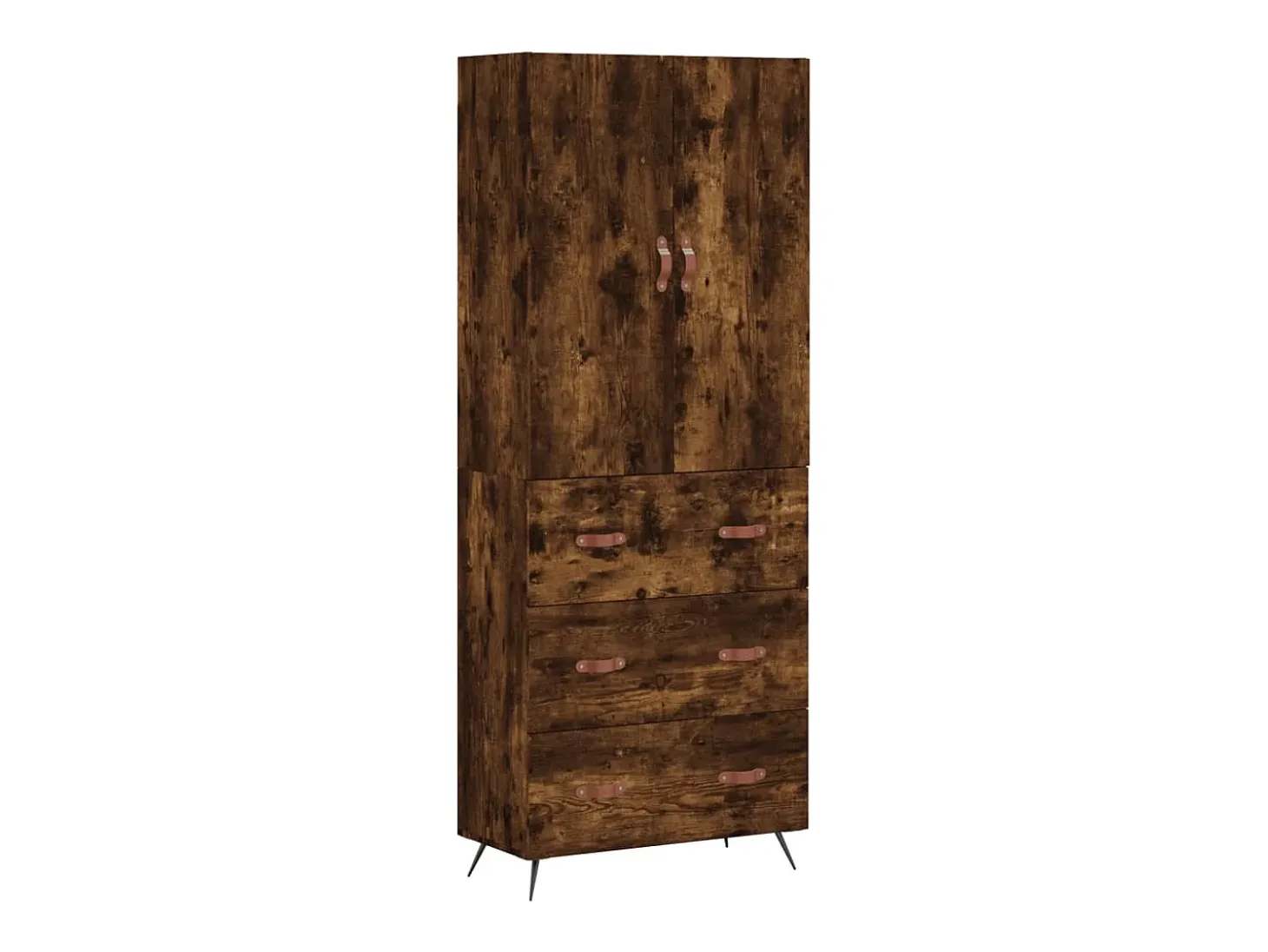 Aparador alto madera contrachapada roble ahumado 69,5x34x180 cm