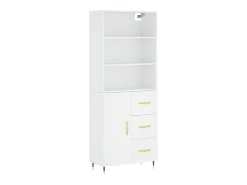 Aparador alto madera contrachapada blanco 69,5x34x180 cm