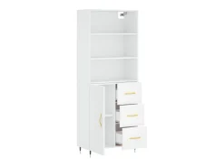 Aparador alto madera contrachapada blanco 69,5x34x180 cm