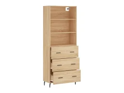 Aparador alto madera contrachapada color roble 69,5x34x180 cm ES51084