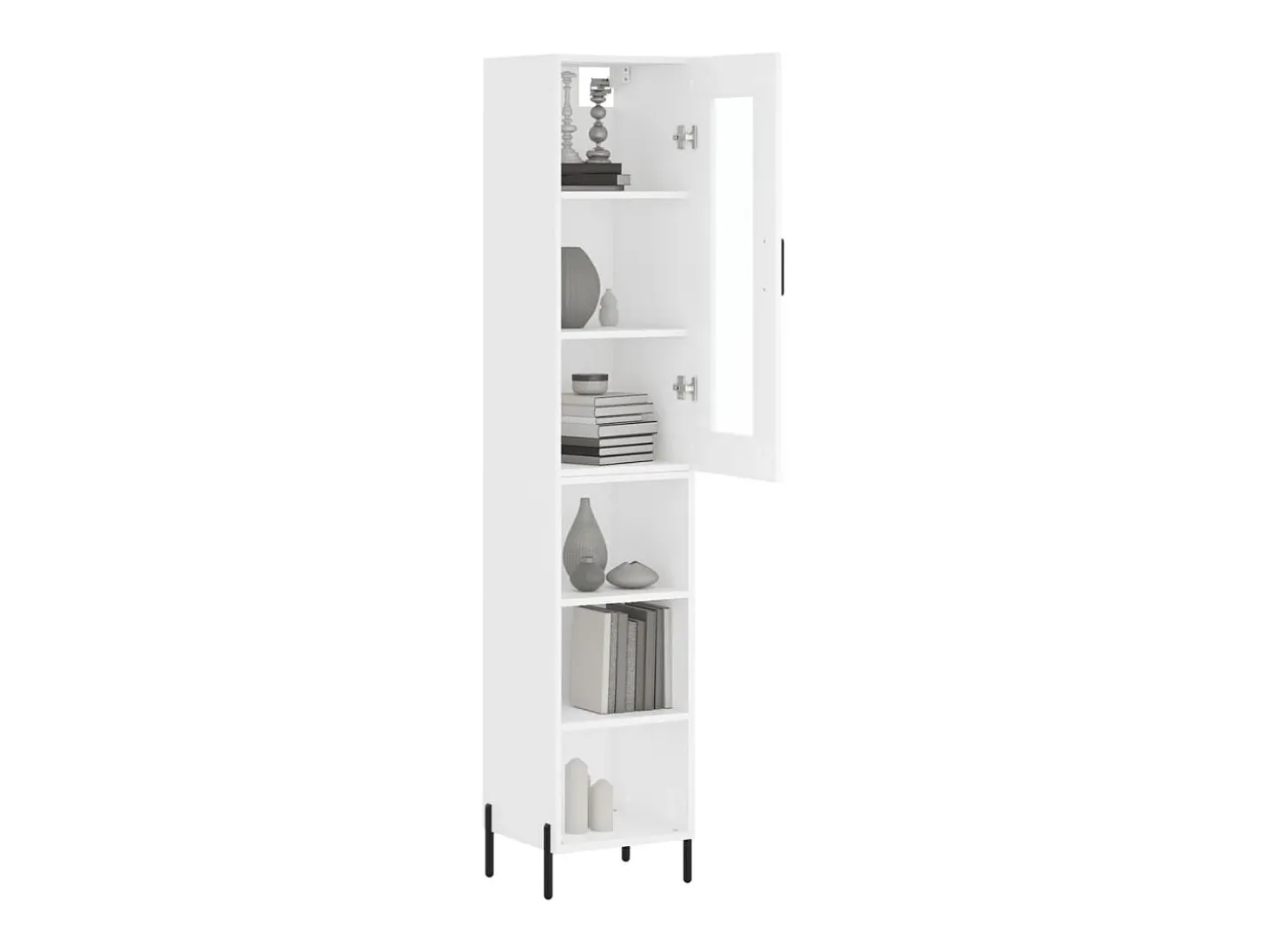 Aparador alto madera contrachapada blanco 34,5x34x180 cm ES54430
