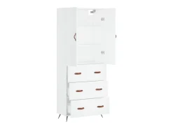 Aparador alto madera contrachapada blanco 69,5x34x180 cm ES10713